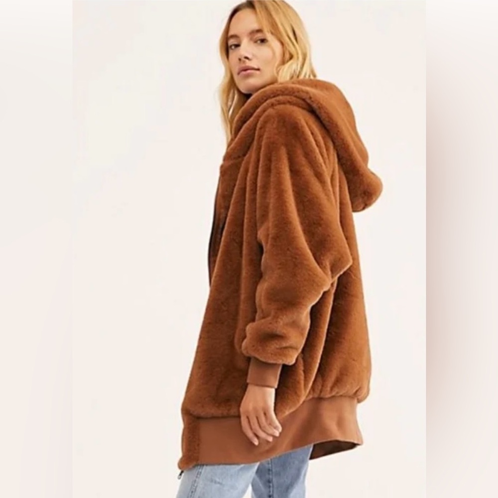 Free People Faux Fur Hooded coat Jacket
